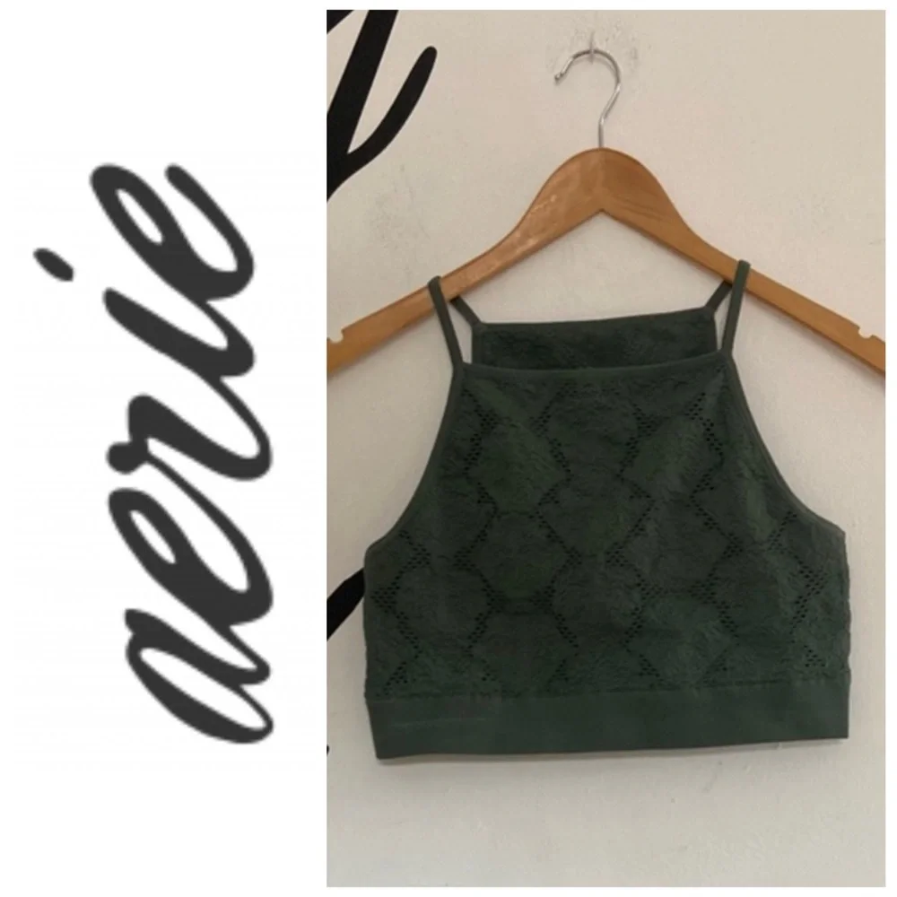 Aerie green jacquard sports top, L - Picture 1 of 9